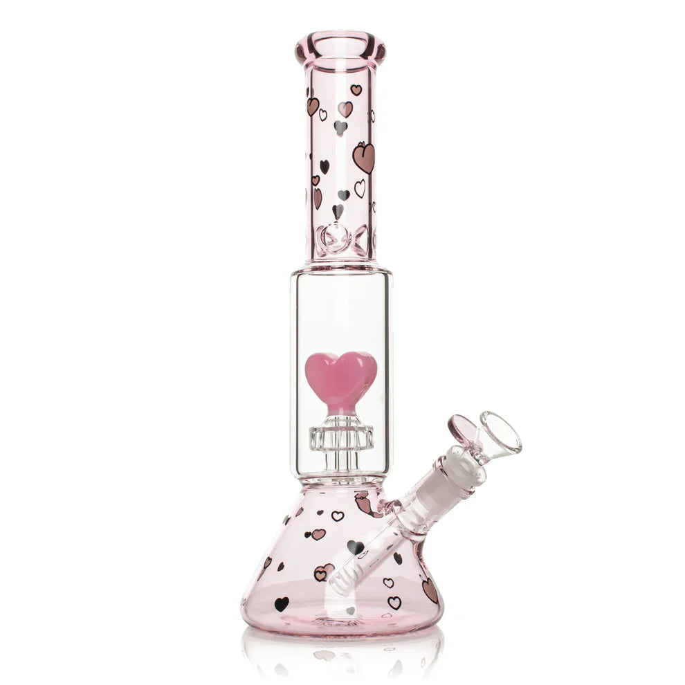 Red Eye Glass® | 12" Dual Chamber Floating Heart Water Pipe [REG174] Main image
