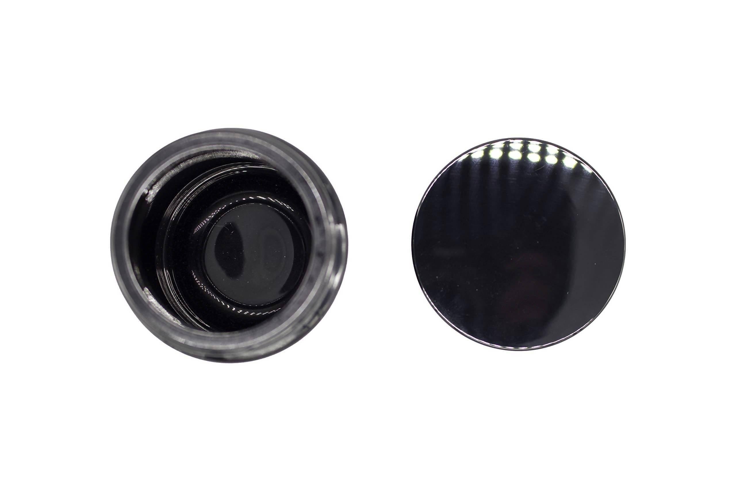 Small Glass Storage Jar and Lid - Real Printed Artwork - UV Protection - Helps Keep Goods Fresh with Light Protection- Tinted Black - 100 ml - Ancient Symbol Design - Accessories By Leaf-Way Brand