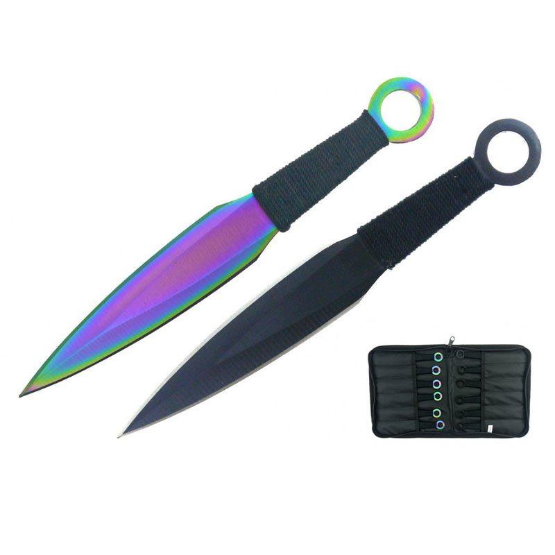 6" Throwing Knives with Black Handle & Sheath Set of 12 [T00046COL-12] Main image
