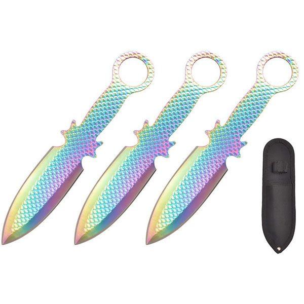 6.5″ Throwing Knives with Sheath 3 Pcs Set – Rainvow [T005017COL] Main image